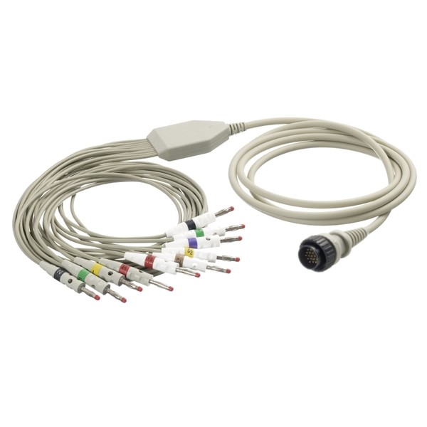 EKG kabel (KZ1) vcelku, 10 svodů - banánky